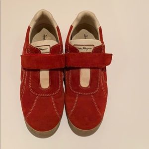 Salvatore Ferragamo red suede shoe